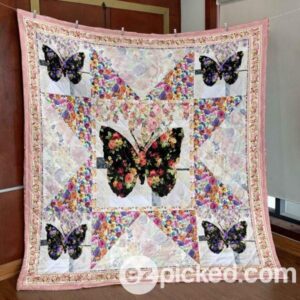 Floral Butterfly Quilt Blanket Lu88  Quilt